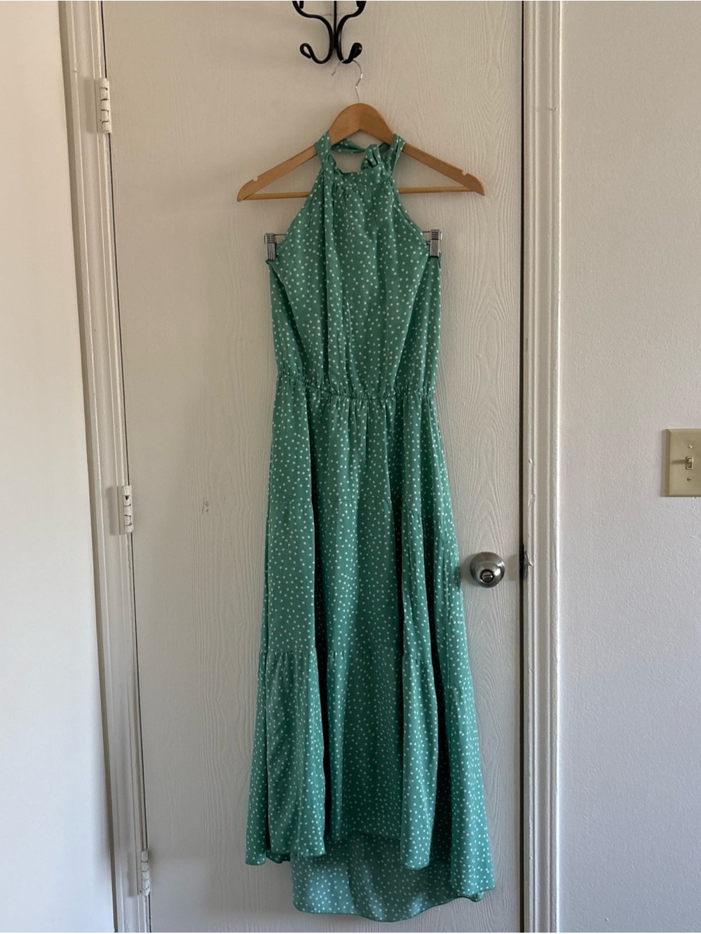 Green Casual Halter Sundress
